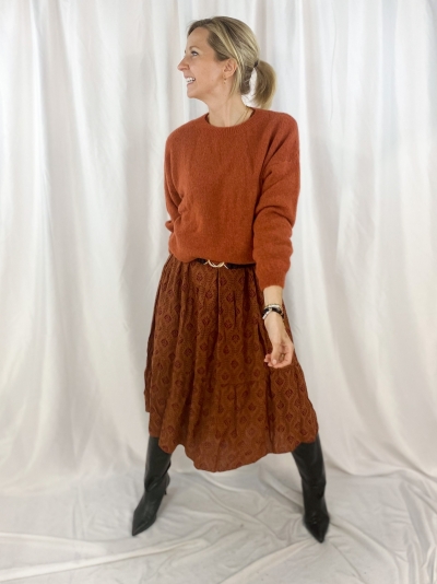 Short round knit roestbruin