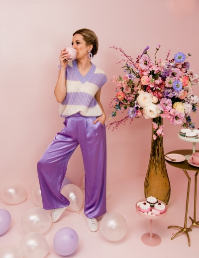 Silk pants rose purple