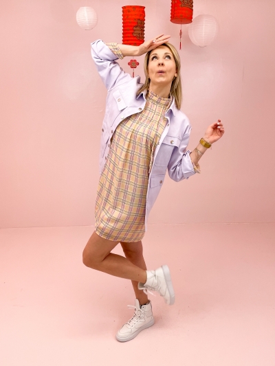 Celine dress pink check