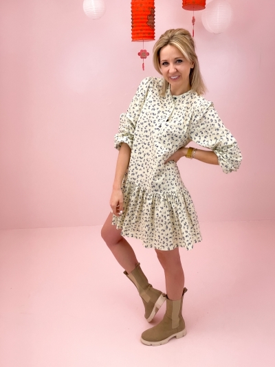 Taven dress Blue/cream