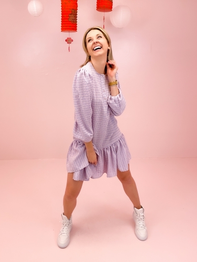 Taven Check dress pink/purple
