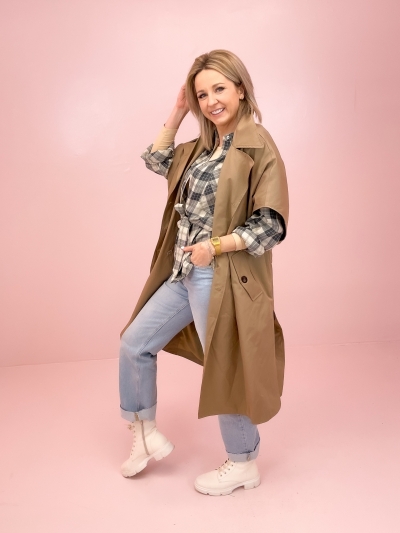 Trench poncho walnut