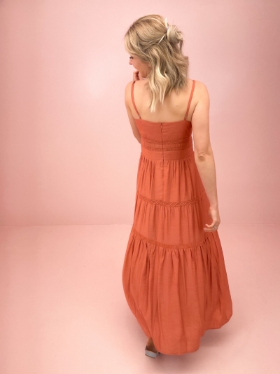 Tally strap dress Brick