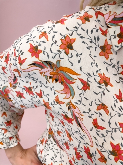 Floral blouse creamy White