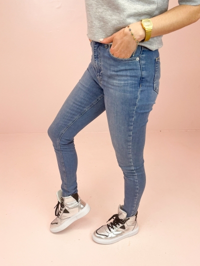Skinny High waist raw mid blue