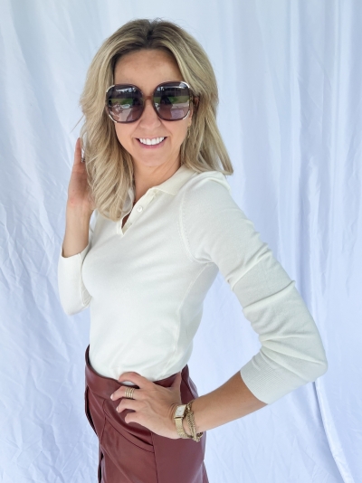 Buttoned detail sweater off white