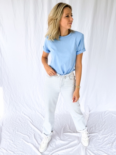 Fold up jeans bleached blue