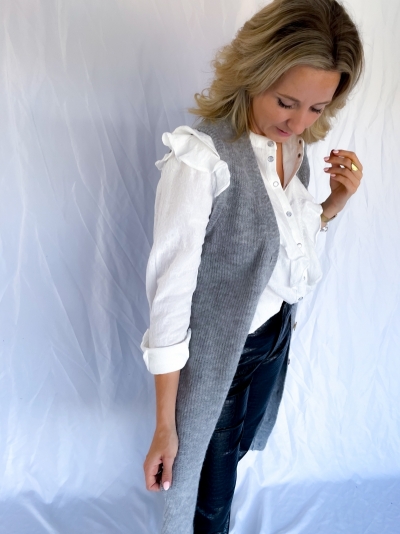 Sabella Alpaca Long vest grey melange