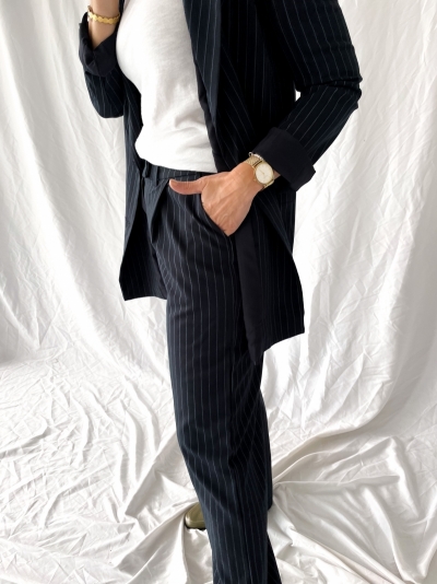 Pinstripe Suit trousers navy pinstripe