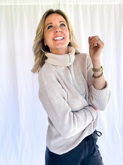 Dara knitted pull beige melee