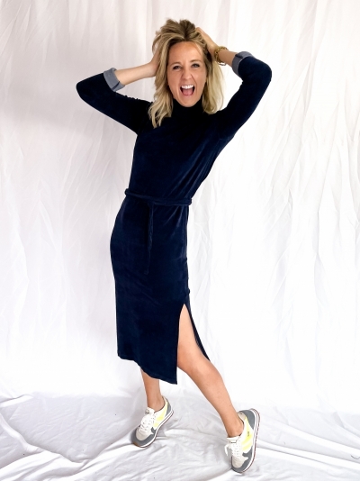 Velvet dress blauw