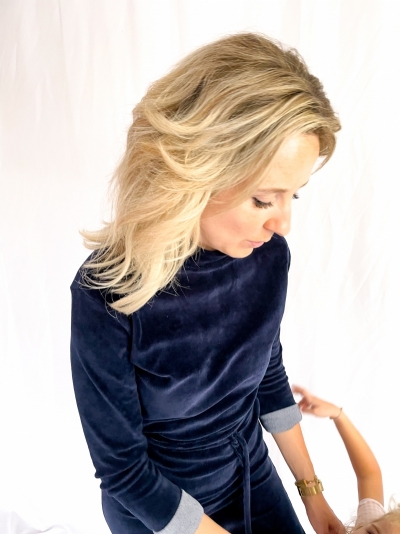 Velvet dress blauw