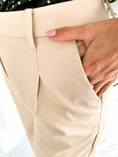 Delfine faux leather pants beige