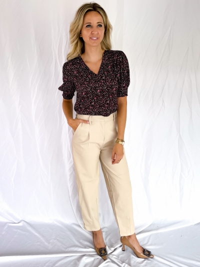 Delfine faux leather pants beige