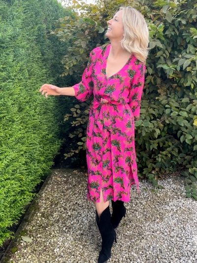 Ornamenst dress shocking pink