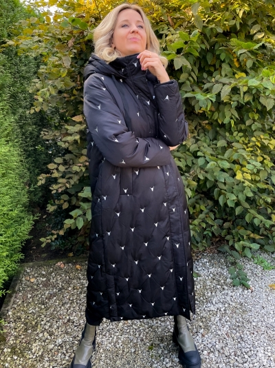 Woven puffer coat black