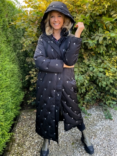 Woven puffer coat black
