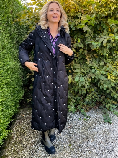 Woven puffer coat black