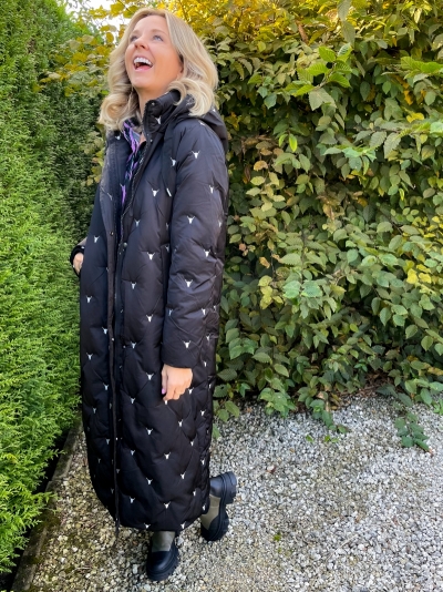 Woven puffer coat black