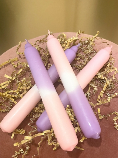 Dip Dye candle violet + pink