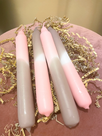 Dip Dye candle pink + nougat