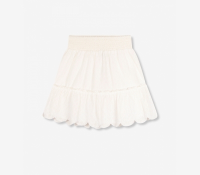 Woven structure broderie skirt soft white