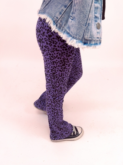 Leopard Flared Pants faded purple