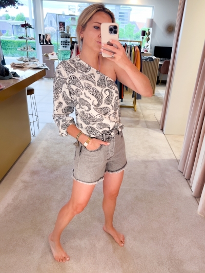 Woven Denim Shorts grey washed