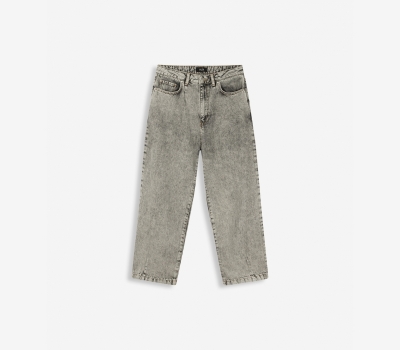 Woven Mom Jeans grey washed