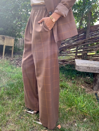 Nobuharu pants check brown/yel