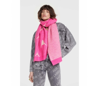 Knitted Bull Scarf bright pink