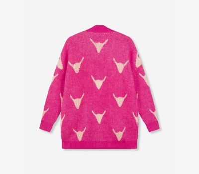Knitted Bull Cardigan bright pink