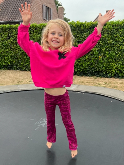 kids knitted X hoodie bright pink