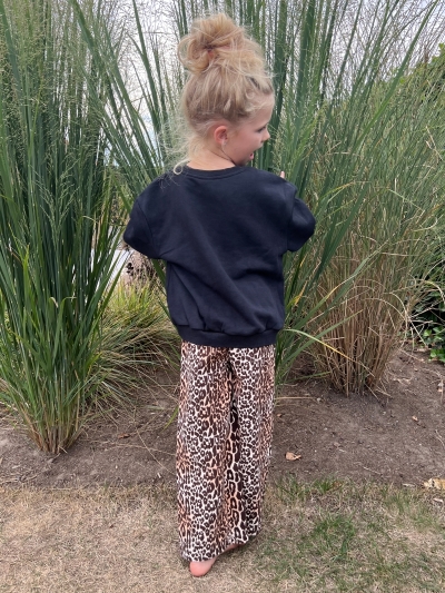 kids woven leopard denim wide  leopard denim
