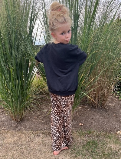 kids woven leopard denim wide  leopard denim