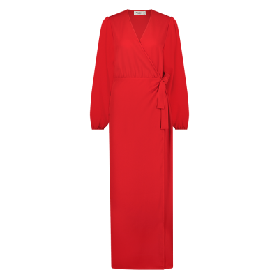 Camille twill dress l/s fiery red