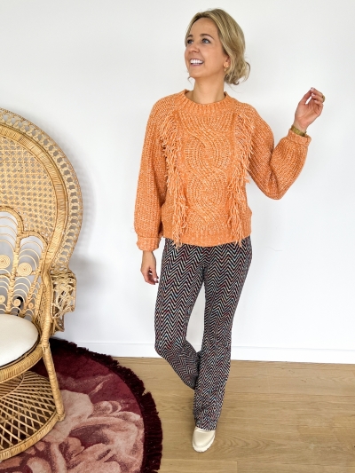Knitted Flared Zig Zag Pants multi color