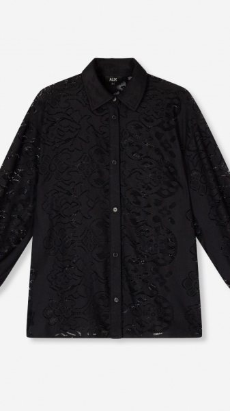 Knitted Heavy Lace Blouse black