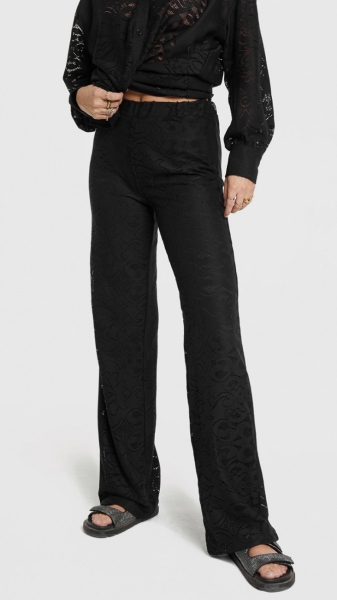Knitted Heavy Lace Pants black