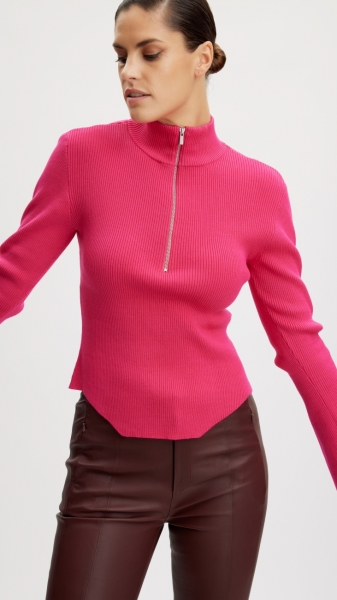 YasmiaGZ zipper pullover pink peacok