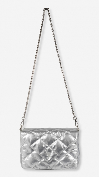 Woven quilted metallic bag silver