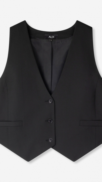 Woven Fitted Waistcoat black