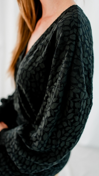 Woven Lace Wrap dress black