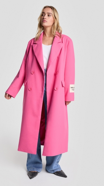 Woven Pinstripe coat pink