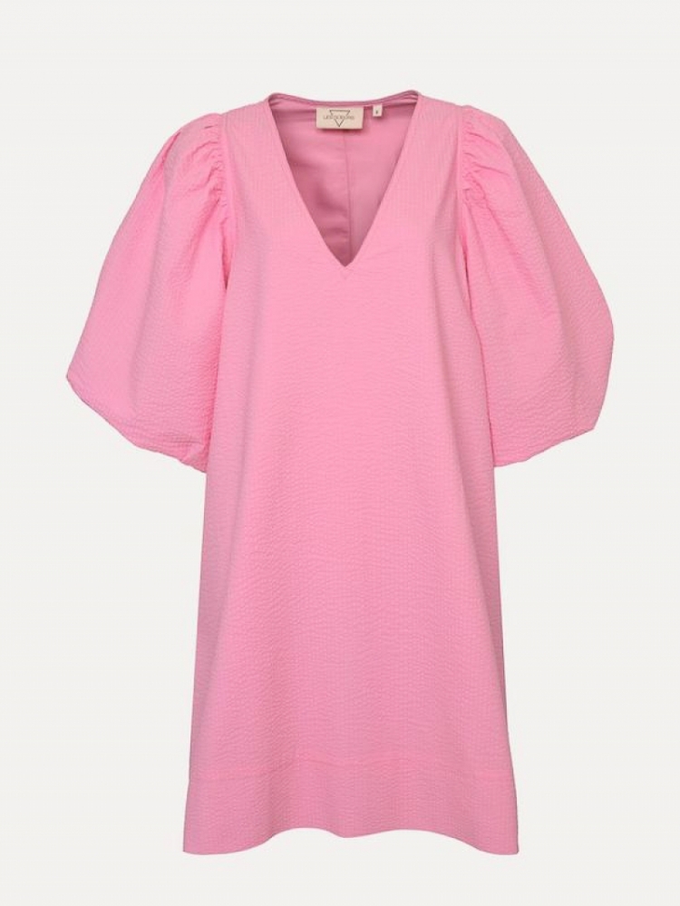 Idris Seersucker Short Dress pink