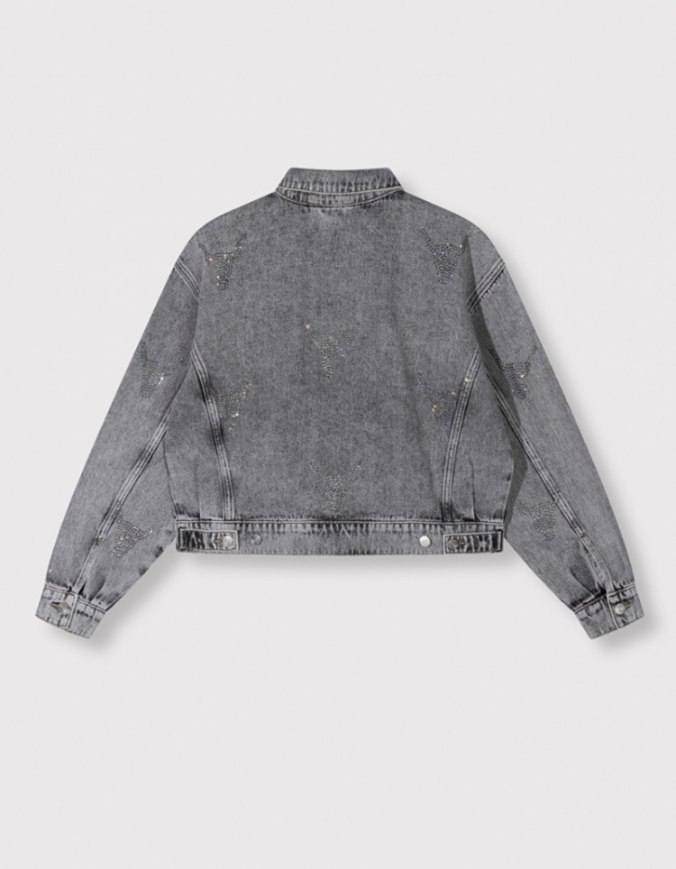 Woven Strass Bull Jacket grey washed den
