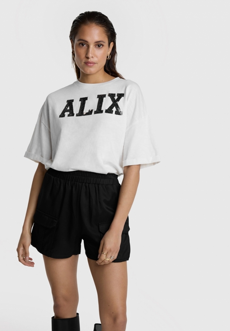 Knitted Alix Sequin T-Shirt soft white