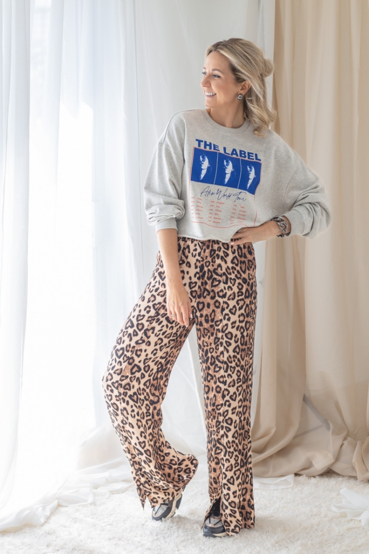 Woven Twill Leopard Pants animal