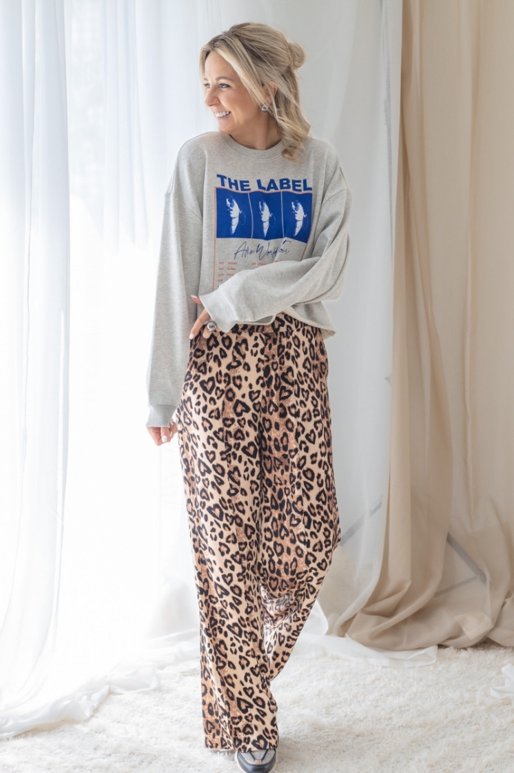 Woven Twill Leopard Pants animal