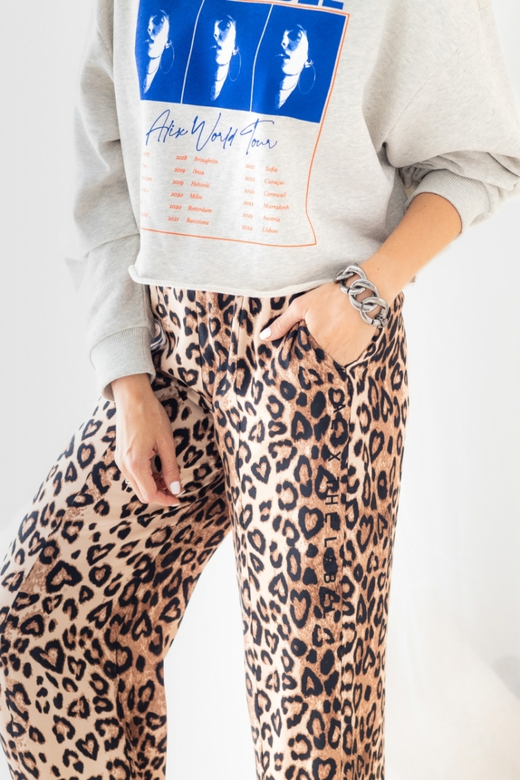 Woven Twill Leopard Pants animal